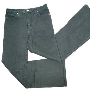 NYDJ EUC Women's 6 High Rise Boot Cut Silver Tone Studs Black Denim Jeans